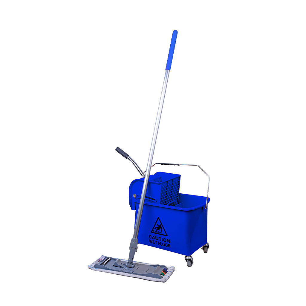 Blue Abbey Professional Mop and Bucket Kit with two mop heads 